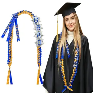 Class of 2026 Graduation Lei Necklace, 63inch Handmade Double Braid Ribbon Lei with Tassels, Durable & Adjustable Graduation Money Lei for High School College Graduation Party, Perfect Graduation Gift for Seniors