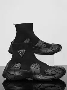 Men's Sporty Boots, Casual Comfortable Breathable Non-slip Hiking Shoes, Outdoor Sports Footwear for Men, Black