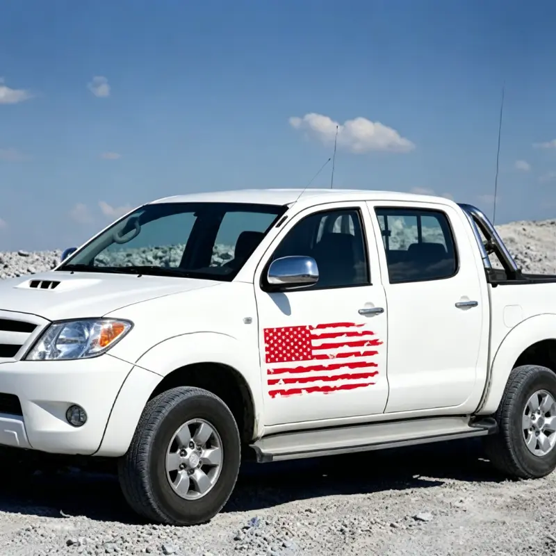 JOYTUTUS Self-adhesive Vinyl Truck Sticker - American Flag Design, Scratch-Covering Car Vehicle Decoration, Durable Easy-to-Apply Decal for Cars, Automotive Exterior Accessory Stylish Car Merch