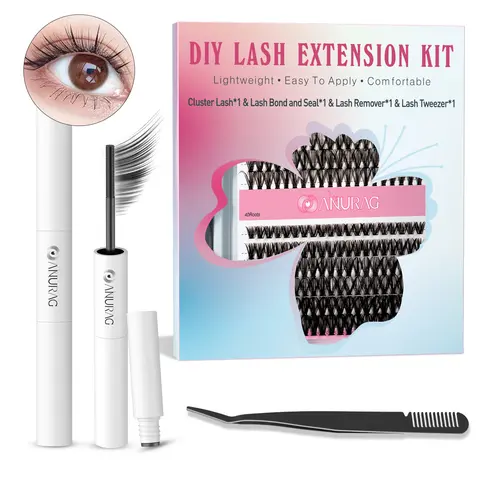 DIY Eyelash Extension Kit Individual Eyelash Extension Kit D Curl Cluster Eyelashes Individual Eyelashes with Eyelash Adhesive and Sealant, Eyelash Applicator Tool DIY Eyelash Extensions at Home, Eyelash Extensions，#SummerWins #DealsForYouDays
