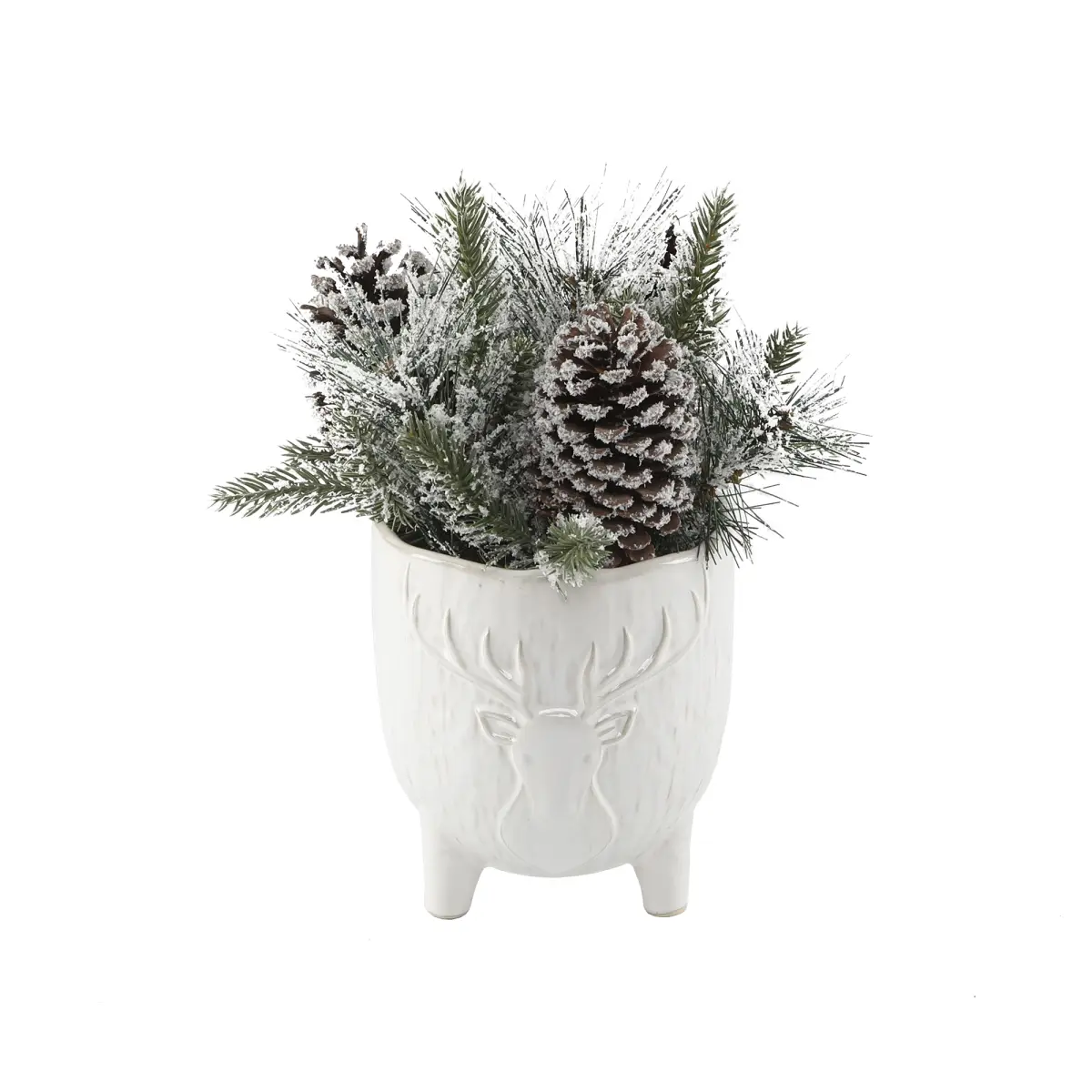 Flora Bunda CH1927E-WH Xmas Mix in 4.5' Staghead Ceramic Footed Pot