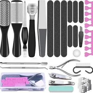 Pedicure Tool Kit, 25 in 1 Foot Scrubber Pedicure Tools Set for Men Women Stainless Steel Foot File Set, Professional Callus Remover Skin Tag, Included Nail Toenail Clipper File Foot Rasp