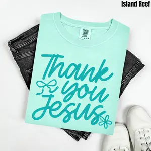 Teal Font - Thank You Jesus Comfort Colors T-Shirt 'NLB'