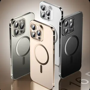 IM-CHEN for iPhone 16 15 14 ProMax Titanium Steel Phone Case, Compatible with MagSafe, Shockproof Military-Grade Protection, Magnetic Phone Case for iPhone 16 pro, Classic Hybrid Case (HaloLock), Original machine color