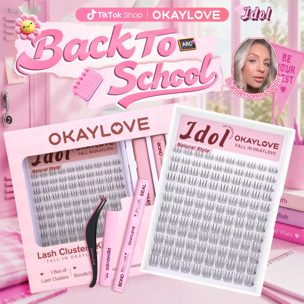 OKAYLOVE Idol | Brown Idol Lash Clusters Kit | D Curl Wispy Lash Extension Kit | Look Like Real Lashes DIY Eyelash at Home for Natural Makeup Girl Gifts #backtoschool #sohochic