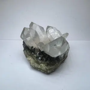 AAA Grade Turkish Epidote Clusters with Clear Quartz & Black Tourmaline