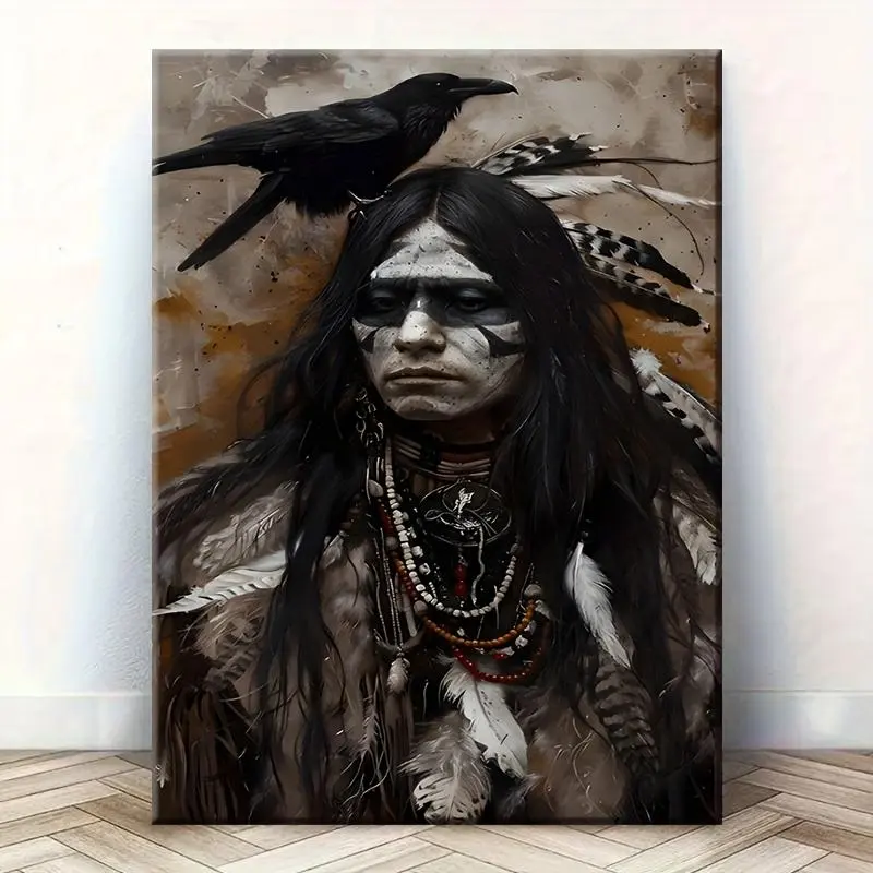 [2D Flat] 1 Unique Canvas Painting, Solid Wood Frame, Seasonal Decoration Spiritual Journey Native Americans Very Suitable For Home Decoration, Living Room Or Bedroom And Other Party Decorations, Holiday Decorations, Waterproof, Ready To Hang