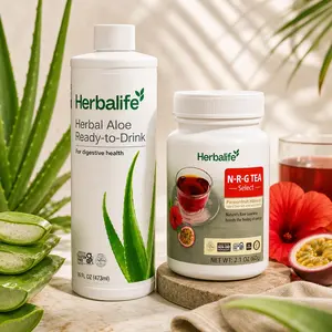 Herbalife Edible Aloe Drink + N-R-G Tea Liquid Dietary Supplement Combo - Digestive Health Support, Natural Energy Support, Metabolism Aid - Ideal for Wellness Needs