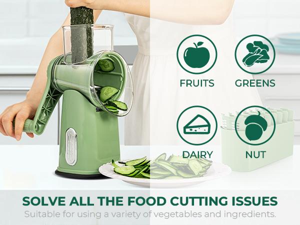 SUSTEAS Rotary Cheese Grater with Handle, 5 Well-Designed Blades, Strong Suction Cup Base, Kitchen Utensils Vegetable Slicer Dicer Fruit Vegetable Slicer Gadgets Kitchen SUSTEAS Rotary Cheese Grater with Handle, 5 Well-Designed Blades, Strong Suction Cup Base, Kitchen Utensils Vegetable Slicer Dicer Fruit Vegetable Slicer Gadgets Kitchen
