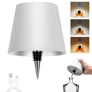 New Rechargeable Wireless Bottle Light, Touch Dimmable, Integrated Cork Base, Fits Common Wine Bottle Sizes, Party Decor, Ambient Lights, USB Powered Lamp