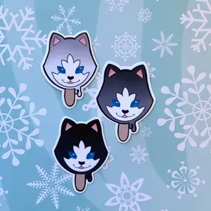 Husky Pops Sticker Set of 3 for Laptop, Flask, Skateboard | Waterproof Decorative Vinyl Decals