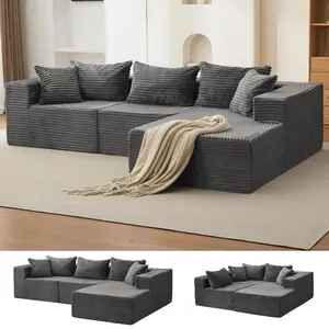Garvee 106" Cloud Couch Sectional Sofa with l-Shape Chaise and Memory Foam, 3-Seat Modular Sofa for Living Room, No Assembly Required Upholstered Couch, Right Facing