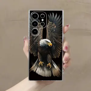 Eagle flying pattern, shockproof and anti-slip TPU case suitable for Samsung S21, 22, 23, 24, 25 PLUS/ULTRA/FE, A12/13/14/15/16/22/24/25/33/34/35/51/52/53/54/55/71/72/73 and other series models. Can be given as a gift to friends or family.