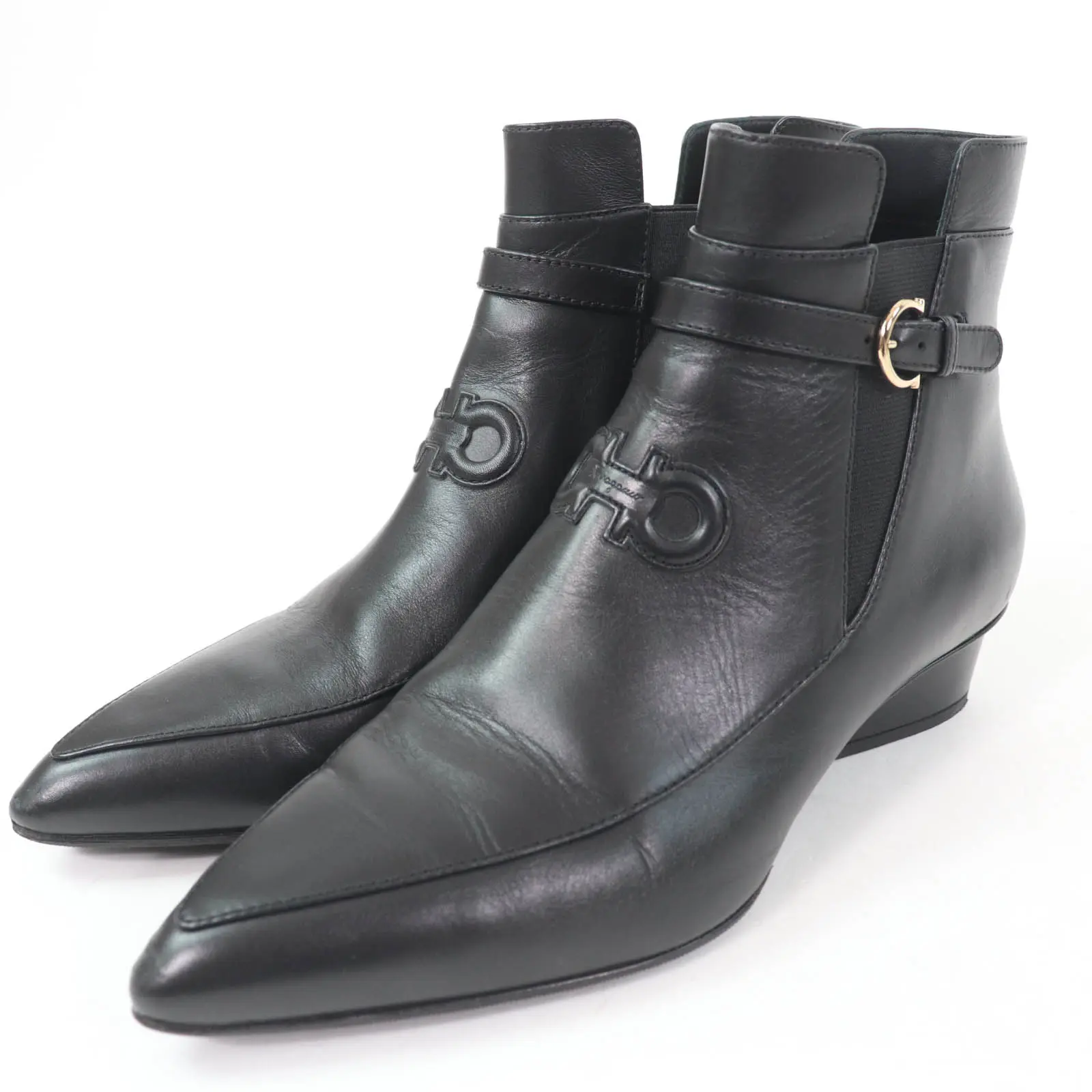 Pre-owned SALVATORE FERRAGAMO Others Small Leather Goods Gancini Leather Short Boots