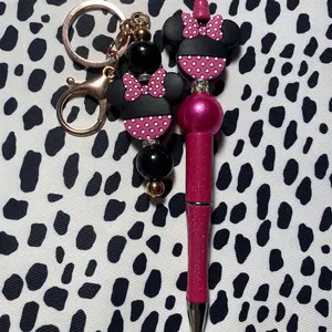 Minnie Inspired Pen and Keychain Set