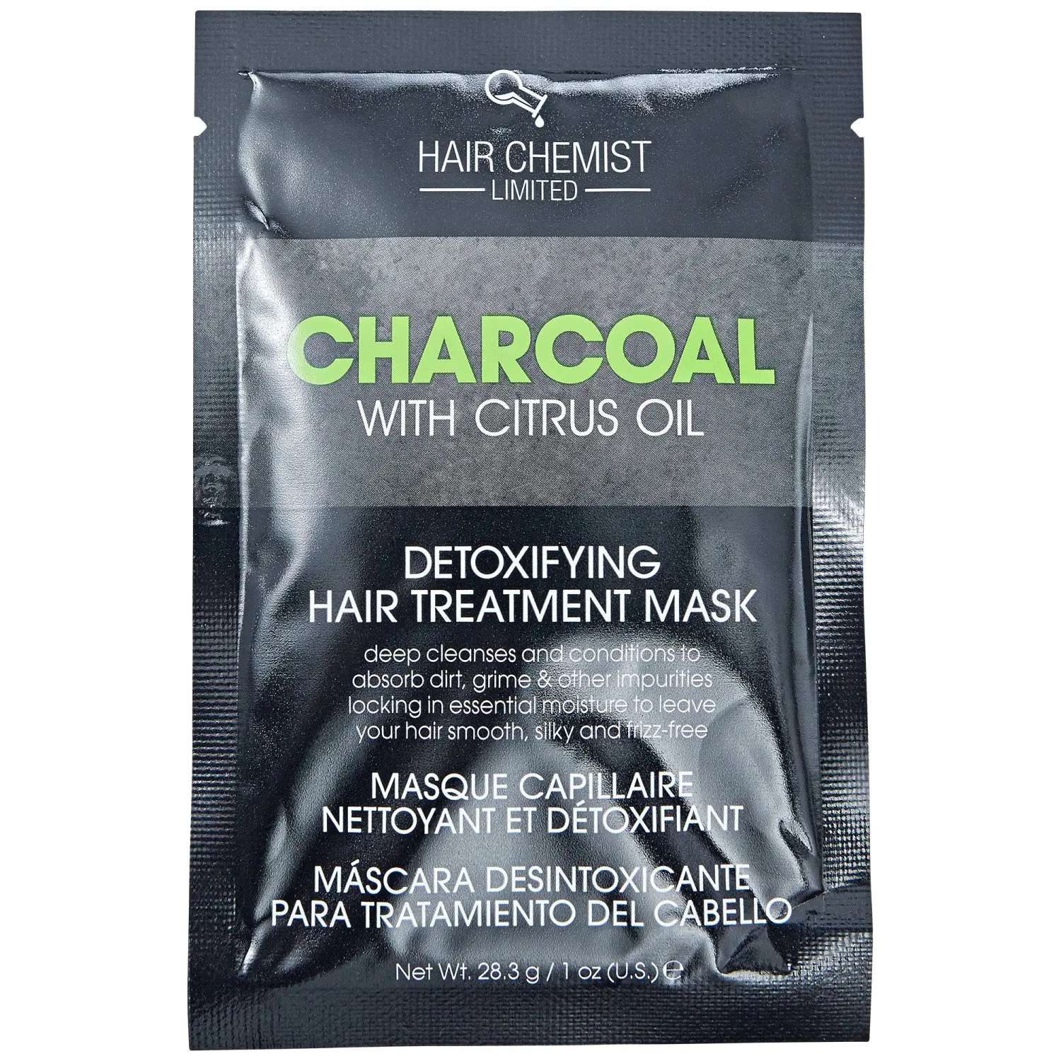 Hair Chemist Charcoal Hair Masks, Detoxifying Deep Cleansing Moisturizer with Cucumber & Grapefruit - 30ml Treatment, Adults, Bht, Lemon