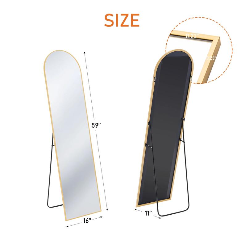 Arched Full Length Mirror 59"x16", Standing Full Body Floor Mirror