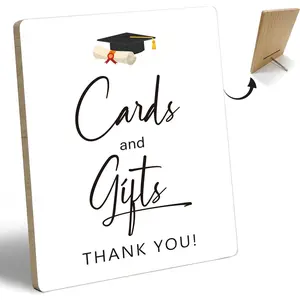 Graduation Table Decor Sign, Cards and Gifts, Pack of 1 Wood Plaque Table Sign, Graduation Party Decorations for Class of 2026, High School College Graduation Supplies - YU01