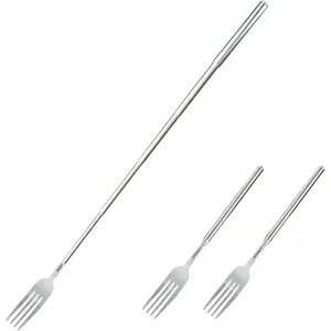 Extendable Fork, 2 count 8.7 to 25.4in Expandable Fork for Jokes, Telescopic Stainless Steel Dinner Forks for BBQ, Salad, Dinner, Fruit and Dessert