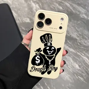 Dough Boy Money Bear Pattern Dopamine Colored Checkerboard Ins Style Phone Case Ultra Skin Friendly Touch All Inclusive Lens Compatible with iPhone 17 16 15 14 13 12
