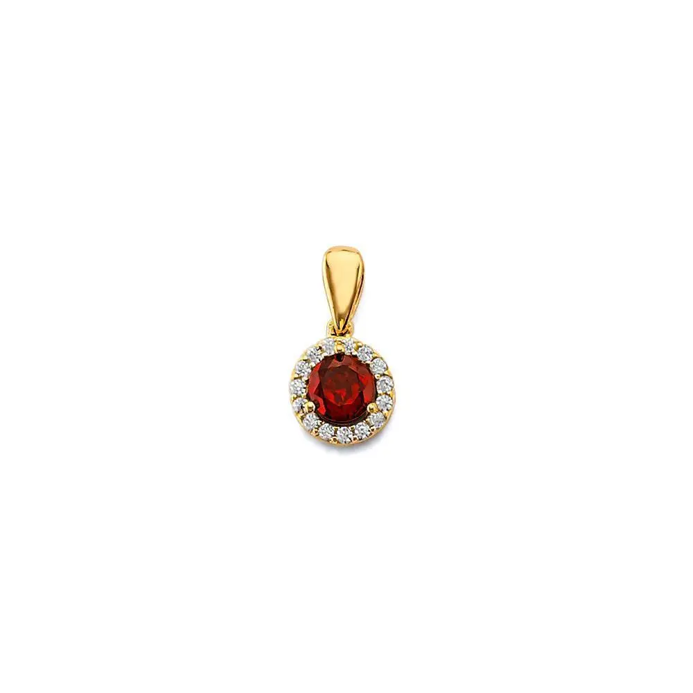 14-Carat Gold Red Ruby Pendant, Casual Unisex Tarnish-Resistant Jewelry for Daily and Everyday Wear