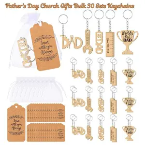 Father’s Day Church Gifts Bulk 30 Sets Keychains, Christian Scripture Man of God Keychain, Inspirational Thank You Gifts for Men Pastor Church Party Favor Organza Bag