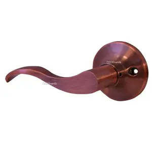 212 MAIN Constructor Prelude Left Dummy Lever Door Lock with Knob Handle Lockset - Antique Copper Finish, Vintage Aesthetic Door Hardware Accessory