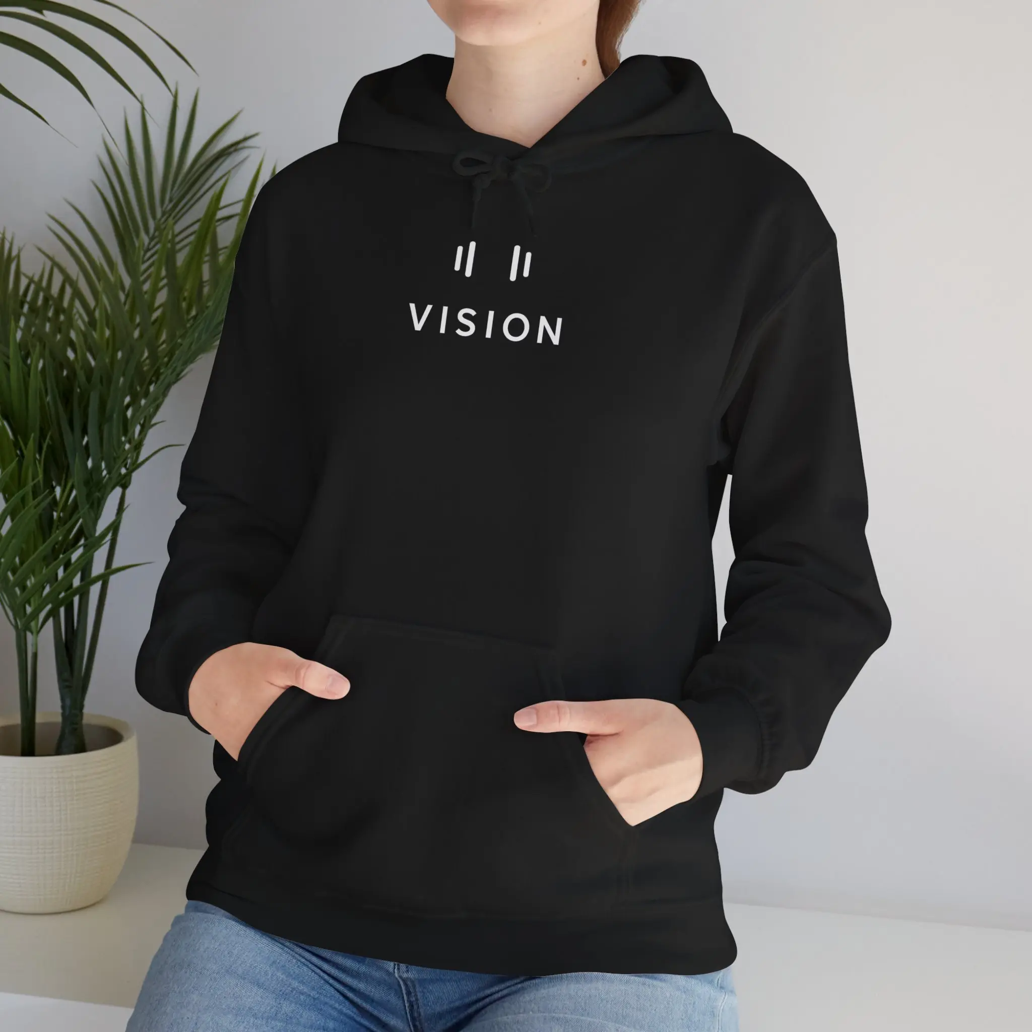 Vision Unisex Heavy Blend Hoodie - Cozy Fashion Everyday Comfort Dark Heather Long Sleeve Pullover with Kangaroo Pocket & Adjustable Drawstring Hood