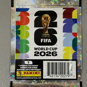 ONE PACK/UN SOBRE (7 Estampas/Stickers)- 2026 Panini World Cup "Gold" Sports Cards Pack - 1 Pack Collectible Sports Cards, Sports Cards Packs - PLEASE SEE DESCRIPTION/ POR FAVOR VER LA DESCRIPCCION