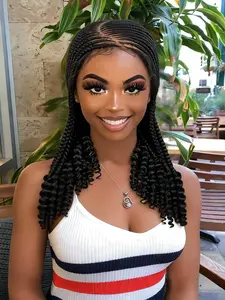 20-Inch Full Lace Women's Wig, Synthetic Curly Wig, African Style Braids, Elegant Design, Comfortable Wear, Suitable for Daily Use, Heat Resistant