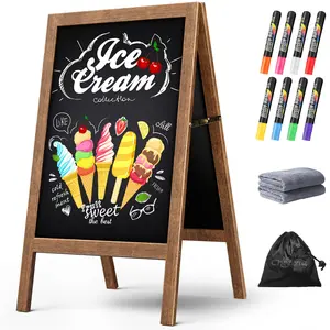 A-Frame Double-Sided Magnetic Chalkboard 40"x20", Solid Pine Wood Freestanding Sandwich Board for Restaurants, Cafes, Weddings