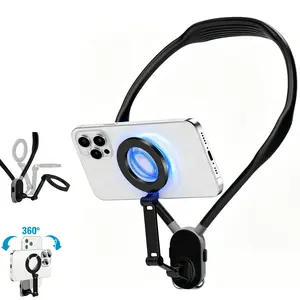 neck-mounted phone mount for recording, Portable phone holder, magnetic neck/chest mount, hands-free phone mount with shock-absorbing chest strap, hands-free first-person view neck mount compatible with iPhone 15/14 series and Android phones