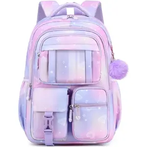 P-CPB027   Backpack for Girls with Chest Buckle Kids Bookbag for Elementary School Water Resistant School Bag Purple