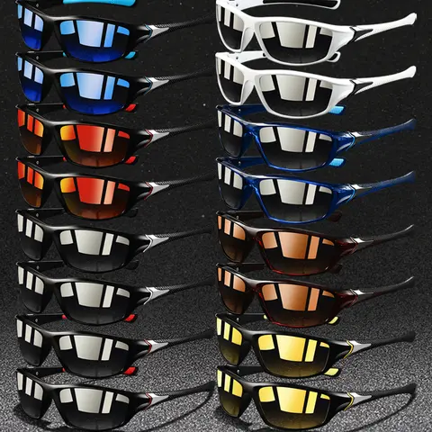 16 Pairs of Fine Check-Patterned Sports Sunglasses for Men & Women, with UV Protection Lenses, Available in Multiple Colors, Perfect for Various Outdoor Activities, Polycarbonate Sports Eyewear, Sporty Eyewear