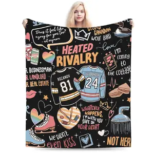 Heated Rivalry Hockey Romance Collage Flannel Blanket Rozanov & Hollander Fan Throw Ultra Soft 50x60 Inches Iconic Fan Art Durable Easy Care Perfect Gift
