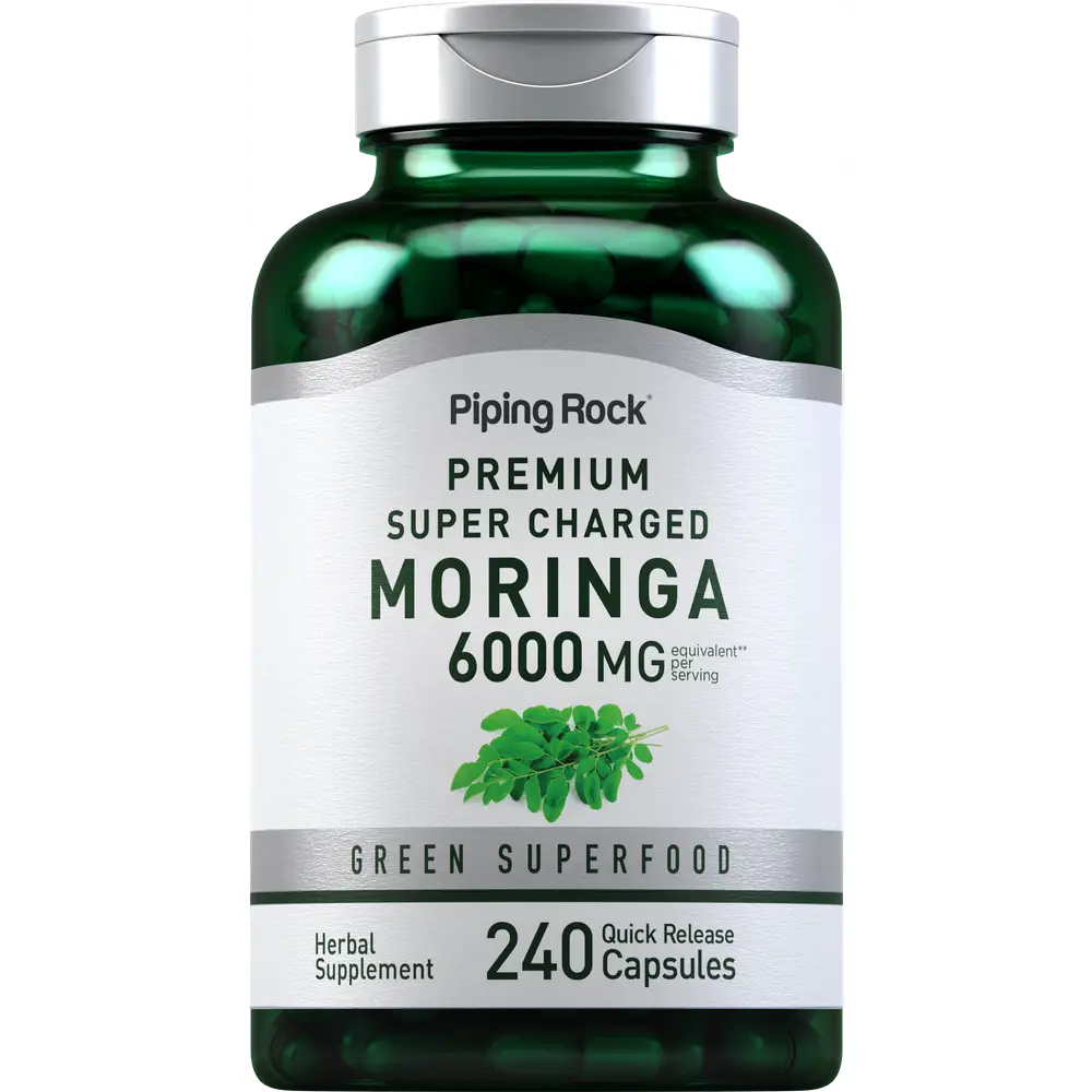 Piping Rock Moringa Oleifera Capsules 6000mg | 240 Count | Leaf Concentrated Extract | Herbal Supplement | Non-GMO, Gluten Free