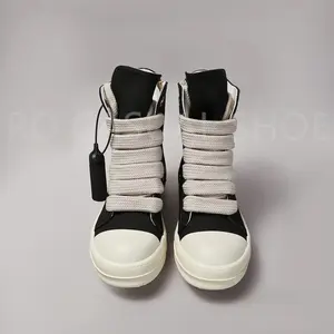 Ricks Luxury Casual Black Canvas High Top Quality Men Shoe Owens Design Jumbo Shoelace Women Sneaker Thick-Sole Shoes