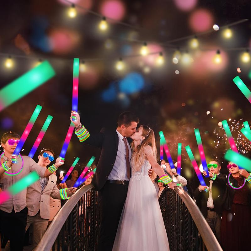 168pcs Party Supplies, Light Up Party Favors 12pcs LED Glasses, 16pcs Foam Glow Sticks, 40pcs Finger Lights, 100pcs Glow Sticks, for Wedding, Concert, Mardi Gras, Birthday Party, Ring Favors, for Halloween and Christmas Decoration Masks Neon