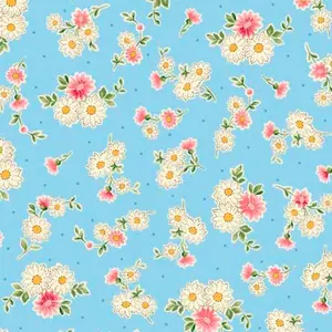 Vintage Blooms Spaced Floral Light Blue Cotton Fabric