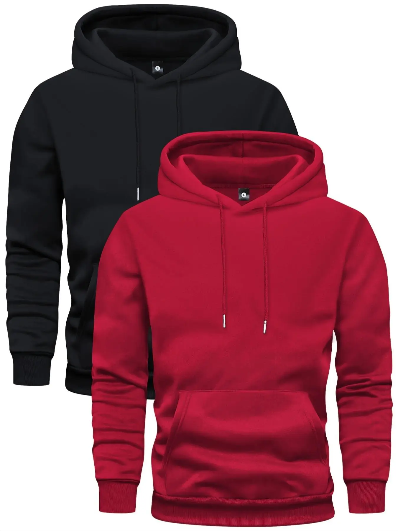 Men's Solid Drawstring Hoodie, Casual Regular Fit Pocket Hooded Sweatshirts for Spring & Fall, Men's Top for Daily Wear, Menswear