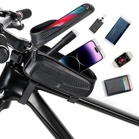 1L Waterproof Touch Screen Bicycle Front Top Tube Bag for Youth - Top Tube Mount, Adjustable Straps, Anti-Glare, UV-Resistant, Quick-Release Fit, Touch Screen Window Access, for Energy Bars, All Riding Types, Road Bike Accessories, Ebike Accessories