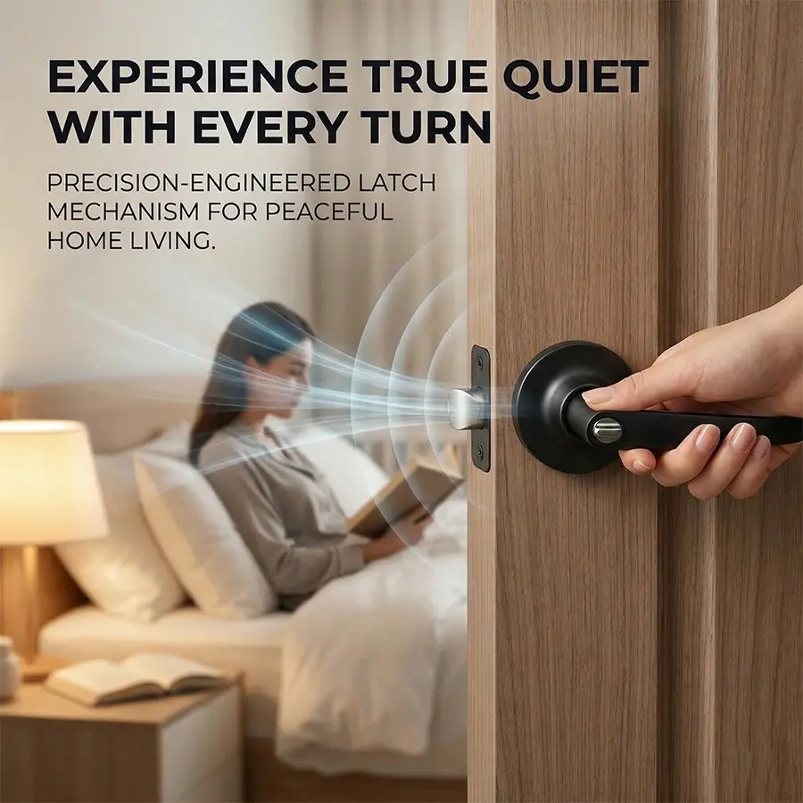 Lockchic Matte Lever Door Lock Set, Door Security Lock, Quiet Indoor Handle with Key, Rust-Resistant Hardware for Bedroom Bathroom Home Office, Door Levers, Door Locks for Bedrooms, Door Handles Interior