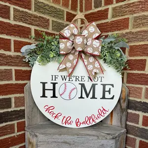 If We’re Not Home Check The Ballfield Sign, Door Hanger, Baseball Door Hanger, Door Decor, Front Door Sign, Baseball Season Sign