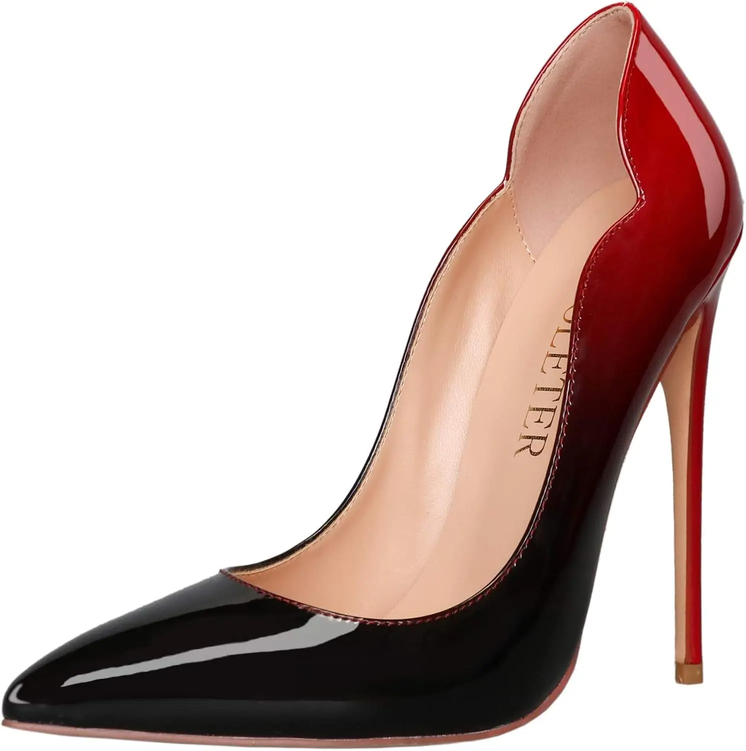 Women's Sexy Pointed Toe High Heels,4.72 Inch/12Cm Patent Leather Pumps,Wedding Dress Shoes,Cute Evening Stilettos