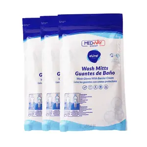 MedVance 3-Pack Wash Mitts | Rinse Free Microwaveable Adult Bed Bath Durable Skin Cleansing Cloths | Wet Wash Gloves | Incontinence Wash Cloths