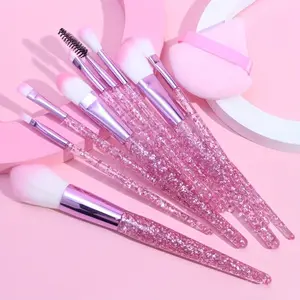 Professional Makeup Brush Set with Sponge, Crystal Handle Brushes, Foundation Tool, Eyeshadow Brush, Ideal Gift for Beginners and Pros