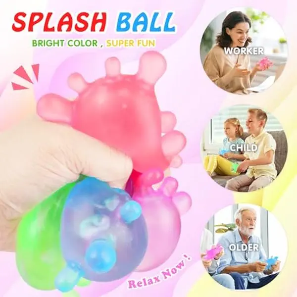Fidget Toys Stress Balls for Kids, Splat-Tastic Squishy Toy, Stress Splat Toy, Squishies Anxiety Stress Relief, Ice Squishy Stress Cube Malt Sugar Balls, Sensory Ball for Kids with Autism