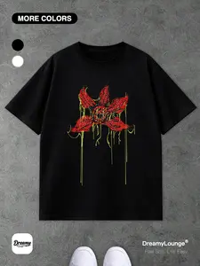 Monster-Themed Graphic Tee, Loose-Fitting Short Sleeve Top, Breathable Casual Wear, Ideal for Home or Outdoors, Unique Design