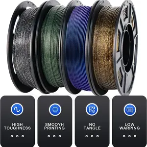 Professional Four-Color Pla Printing Filament 1.75mm Precision Diameter 250g X 4 Rolls Multi-Color Gradient for Complex Art Models