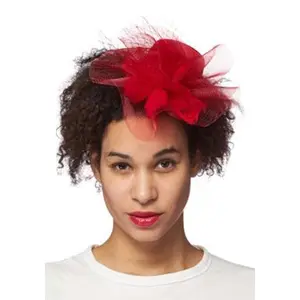 Red Burst Trim Fascinator Hat